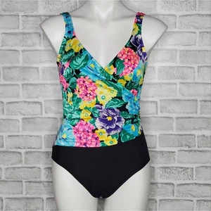 VTG Maxine of Hollywood Bright Floral One Piece Swimsuit - Picture 1 of 7