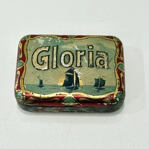 Antique Mini Rubber Stamp Set Numbers and Letters in Gloria Nautical Ship Tin - Picture 1 of 9