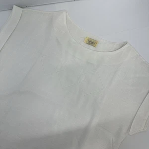 Vintage 80’s Jessica Scott Ivory Embroidered Cropped Short Sleeve Top READ READ - Picture 1 of 10
