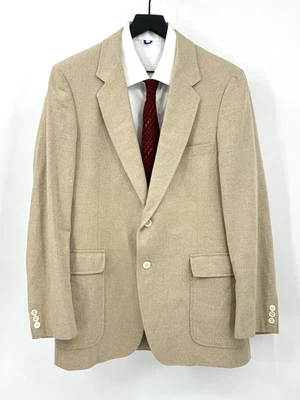 Chaqueta blazer vintage años 80 JORDACHE abrigo deportivo mezcla lino parche bolsillos tostado 40L Foto 1 de 4