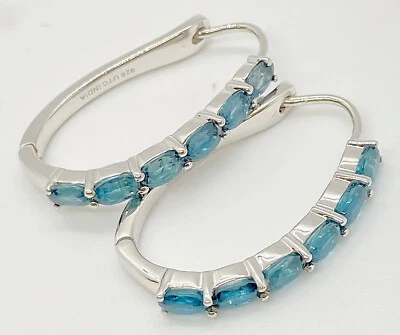 HSN Paul Deasy Sterling Silver 3.60cttw Blue Kyanite Hoop Earrings - Image 1 of 4