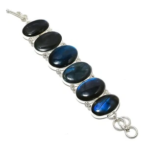 Labradorite Gemstone Handmade 925 Sterling Silver Meditation Jewelry Bracelet - Picture 1 of 6