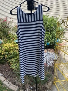 Ann Taylor Loft Blue/White Stripped Sleeveless Dress Size Medium - Picture 1 of 9