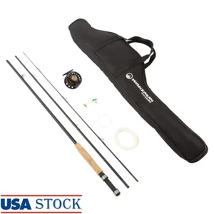 Collapsible Fly Fishing Rod Reel Combo Kit W/ Carry Case Durable Lightweight New - Picture 1 of 8