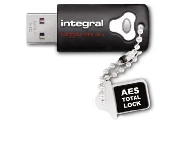 32GB Integral Crypto Drive FIPS 140-2 Encrypted USB3.0 Flash Drive 256-bit   - Image 1 of 4