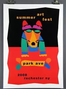 Poster Park Avenue Summer Festival 2008, Rochester, NY, cane 18x25", nuovo, mai usato - Foto 1 di 1