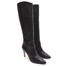 Womens Amalfi Martina Zip Knee Boots 7.5 M Black Mini Tejus Heel Shoes Italy New