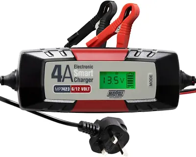Maypole 7423A Battery Charger Auto Electronic 4A 12V, Black • 42.68€