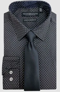 $75 Nick Graham Men's Black Modern Fit Button Down Dress Shirt Size 16.5 34/35 - Picture 1 of 1