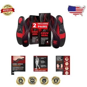 Cushioned Inserts for Foot Pain Relief – 220+ lbs Heavy-Duty Arch Support, Black - Picture 1 of 8