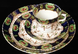 Antique Windsor China J H Walton 4 Pc Polychrome Cobalt Blue Display Set/England - Picture 1 of 9