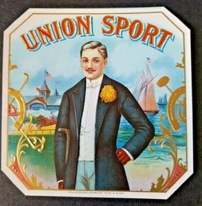 UNION SPORT - ETIQUETA EXTERIOR CAJA CIGARROS - Veleros REPUJADO 4,5" X 4,5" - Imagen 1 de 2