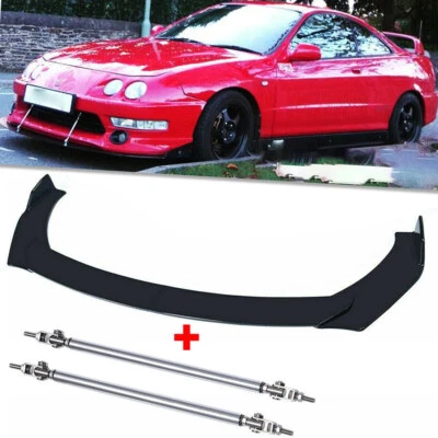 For Acura Integra GS-R GS LS Gloss Front Bumper Lip Splitter Body Kit Strut Rods - Image 1 of 4
