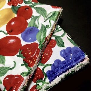 Vintage 90"x21" Fruits Fabric Strawberries Cherries Grapes Pears Blueberries