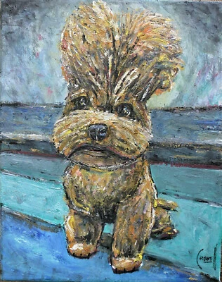 BUFFY cachorro cachorro animal de estimação nova pintura ARF 8x10 tela original assinado arte Crowell  - Imagem 1 de 4