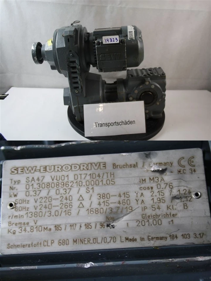 SEW 0,37 kw 3-16 min Getriebemotor Verstellgetriebemotor regelbar - Bild 1 von 1