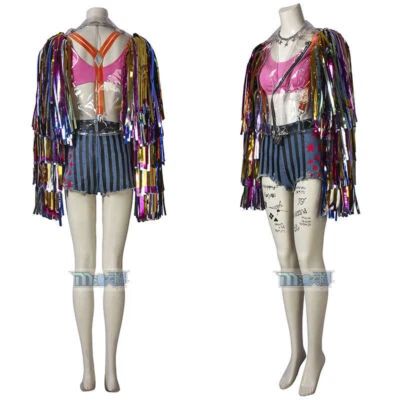 Harley Quinn The Clown's Girl Cospay Costumes Full Set Coat Pants Women Hallowee - Image 1 of 4