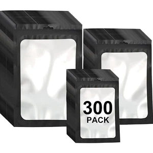 300 Pack 3 Sizes Resealable Food Storage Smell Proof Bags with Front Window P... - Picture 1 of 8