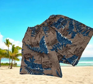 Islander Badehose Shorts XL Woody Wagon Beach Old Cars Palmen Aloha gefüttert - Bild 1 von 8