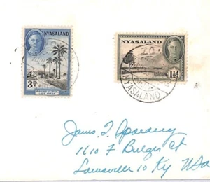 NYASALAND Cover KGVI Issues Zomba USA 1953 {samwells-covers}YO224 - Picture 1 of 16