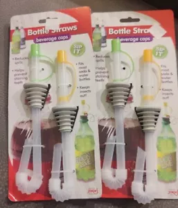 2x Juego de 2 Pajitas de Soda Jokari Botella Pop Bebida Bebida Topper Tapas (4 en Total) - Imagen 1 de 2
