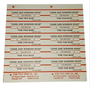 VINTAGE BEATLES JUKEBOX TITLE STRIP - LONG AND WINDING ROAD - FOR YOU BLUE - Picture 1 of 2