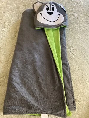 NUEVO Toalla de microfibra grande con capucha gris Husky perro dragón verde FlipaZoo para niños Foto 1 de 4