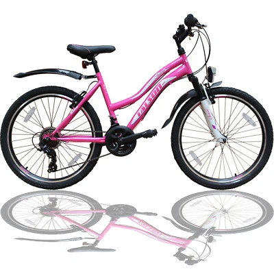 24 Zoll Mountainbike 21Gang SHIMANO Kinder Fahrrad - Beleuchtung - Federung Rosa - Bild 1 von 4