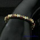 9Ct Emerald Cut Lab Created Red Ruby Tennis Bracelet 14K Yellow Gold Finish