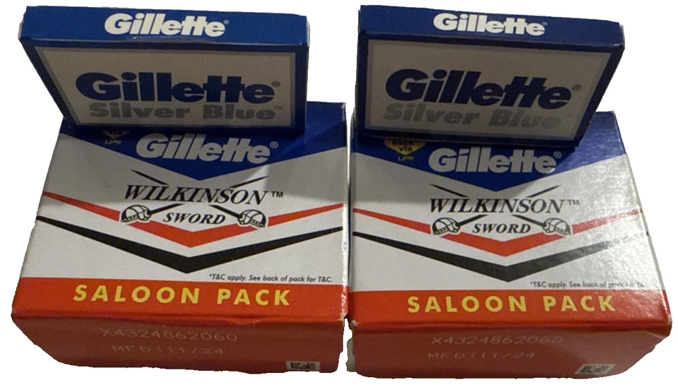 110 Double Edge Blades 100 GILLETTE WILKINSON Salon Pack Safety Razor 5 Platinum - Image 1 of 1