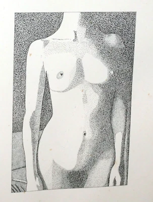 Figura femenina de pie dibujo a tinta estadounidense del 77 Michael Vinson Clark (B 1946)(PaR) Foto 1 de 4