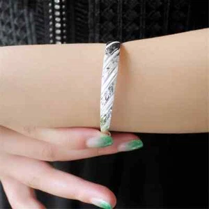 925 Sterling Silver Carved Flower Bangle Bracelets Womens Ladies Jewellery UK ** - Picture 1 of 6