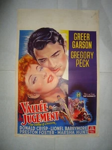 GREER GARSON+GREGORY PECK/VALLEY OF DECISION/ Fr1/affiche belge ORIGINALE - Picture 1 of 1