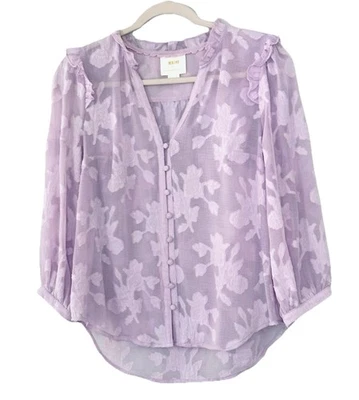 Blusa Anthropologie Maeve Mallory de Encaje Blusa Floral Lavanda Talla 6 De Gran Tamaño Foto 1 de 4