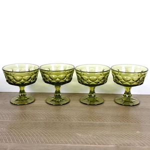 Set of 4 Vintage Noritake Perspective Green 4” Champagne Sherbet Glasses MCM - Picture 1 of 9