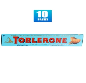 10x Packs Toblerone Crunchy Almond with Sea Salt Milk Chocolate Bar - 3.52oz - Picture 1 of 3