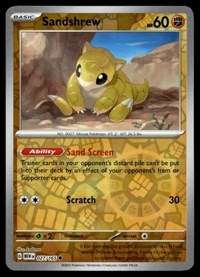 SANDSHREW 027/165 COMMON 151 POKEMON - Image 1 of 4
