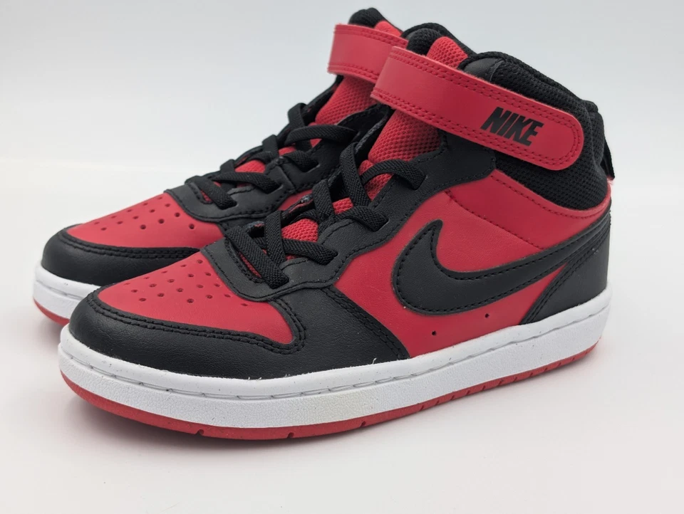 Nike Court Borough Mid 2 (PSV) Zapatos Niño 13C Rojo Negro Blanco CD7783 602 Foto 1 de 4