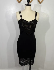 Lillie Rubin Vintage Dress Black Lace 1990s Small - Picture 1 of 13