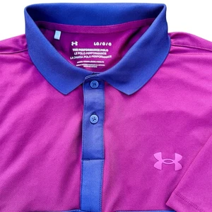 Under Armour Playoff Polo Men’s L Golf Shirt Performance Blue Burgundy - Picture 1 of 4