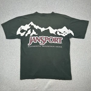 Vintage 90s Jansport Spellout Logo Tshirt Size Large Made In USA Green Mountains - Picture 1 of 14