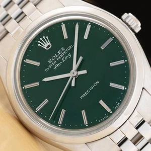 ROLEX OYSTER PERPETUAL AIR-KING 5500 GREEN DIAL STAINLESS STEEL 34MM WATCH - Picture 1 of 9
