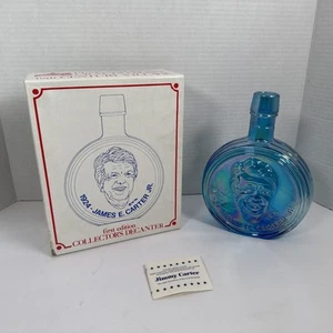 Jimmy Carter Decanter Presidential 1st Edition Wheaton Village Blue Glass - Picture 1 of 5