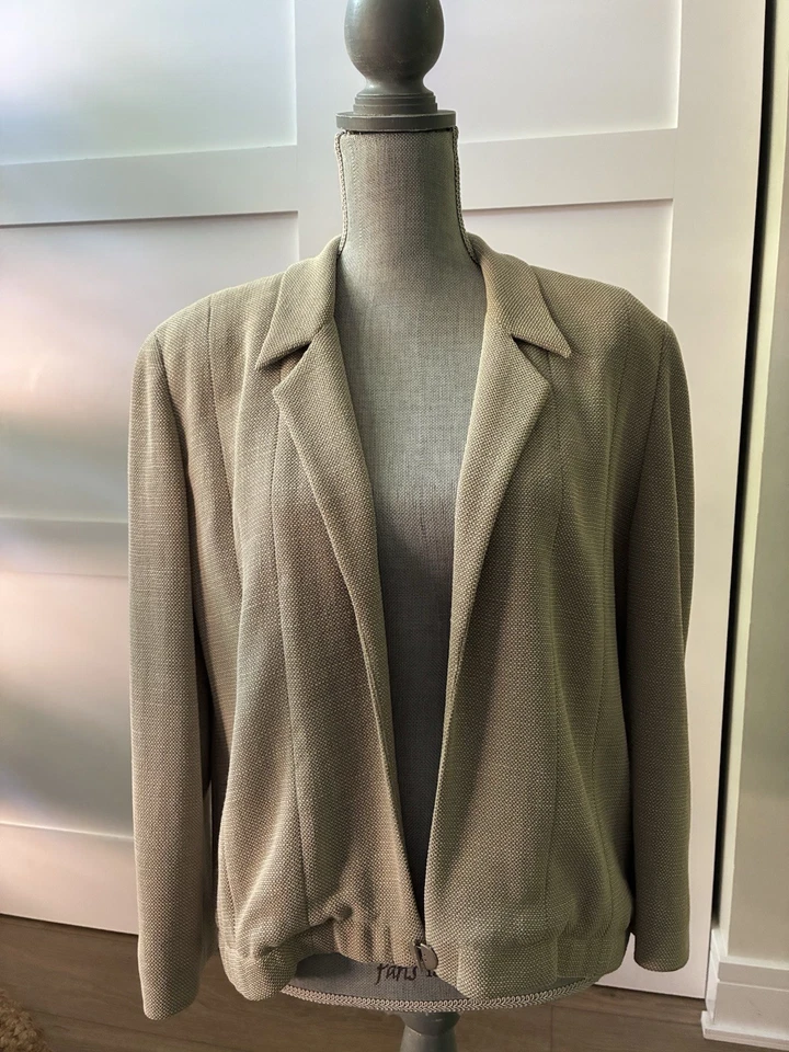 Carlisle 女式棕褐色西装夹克,复古羊毛混纺,10 码 — 第 1/4 张图片