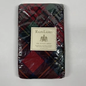 Ralph Lauren The Estate Egyptian Cotton DESTRY TARTAN 2 King Pillowcases NWT - Picture 1 of 6