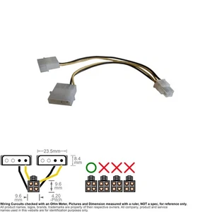 Cable Internal DC Power IDE Molex 4-Pin Male ATX P4 12V Y-Cable 8" - Picture 1 of 2