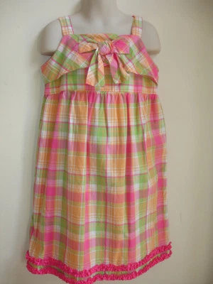 HARTSTRINGS GIRLS PAGEANT DRESS size 8 PINK GREEN WHITE ORANGE CHECKS BEAUTIFUL - Image 1 of 4