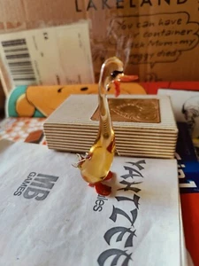 Murano / Venetian Red & Amber Sommerso Glass Swan Figurine - Picture 1 of 3