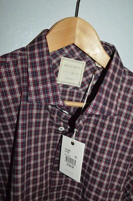 $185 NUEVA Camisa Billy Reid John Abotonada Para Hombres XL Corte Estándar A Cuadros Azul Marino/Rojo Foto 1 de 4