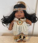 Vintage Native American 9” Doll Indian Hard Plastic KF-474B W/ Eyelashes